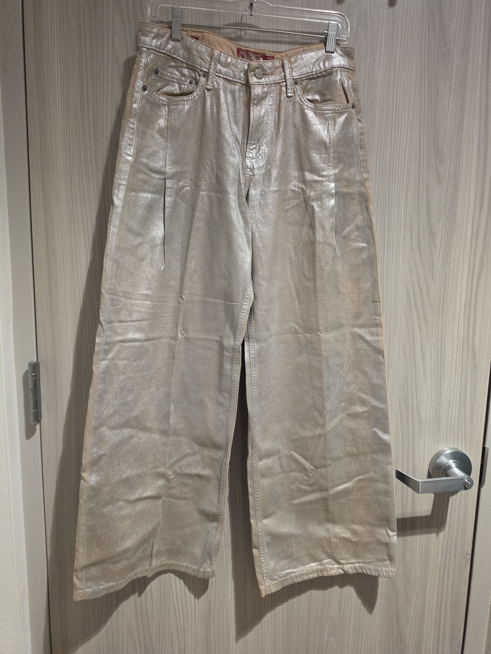 Lucky Brand Shimmery Ivory Wide-Leg Pants